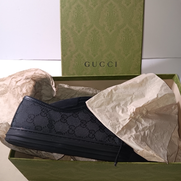 Gucci GG Canvas Low 'Grey Black - Picture 7 of 12